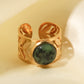 18k Gold Plated Malachite Leaf Ring