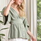 SS deep V neck button down top