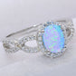 925 Sterling Silver Opal Halo Ring