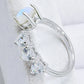 Natural Moonstone and Zircon Heart Open Ring