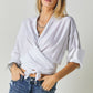 Solid V Neck Long Sleeve Top