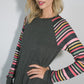 PLUS MULTI STRIPE PRINT AND SOLID MIXED CASUAL TOP