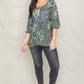 Button Accent Paisley Top