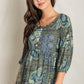 Button Accent Paisley Top