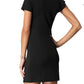 SHORT SLEEVE DRESS WITH ASYMMETRICAL RUFFLE