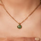 Inlaid Stone Round Pendant Chain Necklace