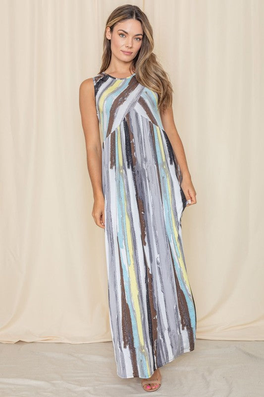 Sleeveless Cross Top Tie-Dye Maxi