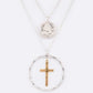 Mix Tone Cross Coin Pendant Necklace