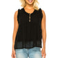 Women Sleeveless Button Trim TOP