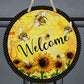 Welcome Bees Sunflowers Door Hanger