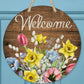 Welcome Brown Floral Door Hanger