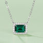 Lab-Grown Emerald Rectangle Pendant Necklace