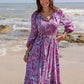 Printed Tie Neck Balloon Sleeve Maxi Dress