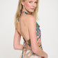 Made in USA Tropical Leaf Halter Neck Backless Top