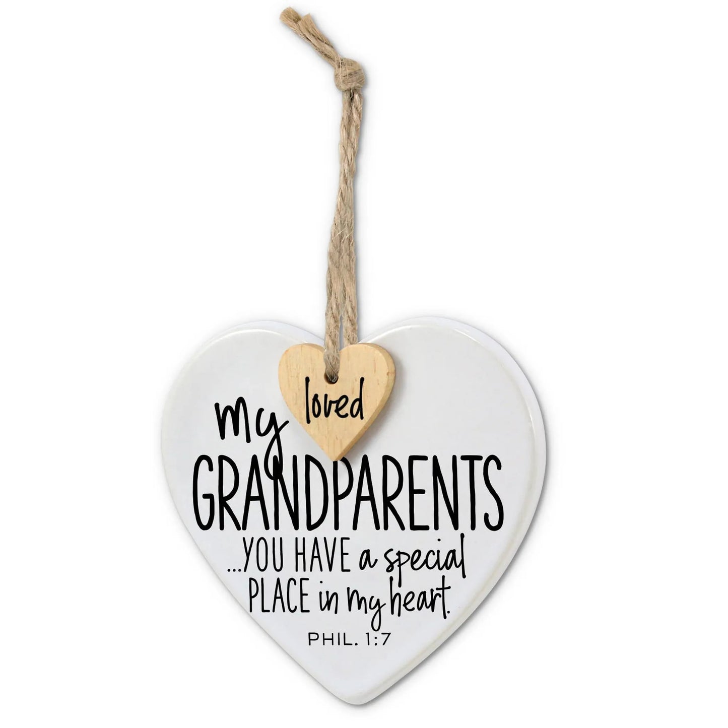 Ornament Heart Tag Grandparents Twine