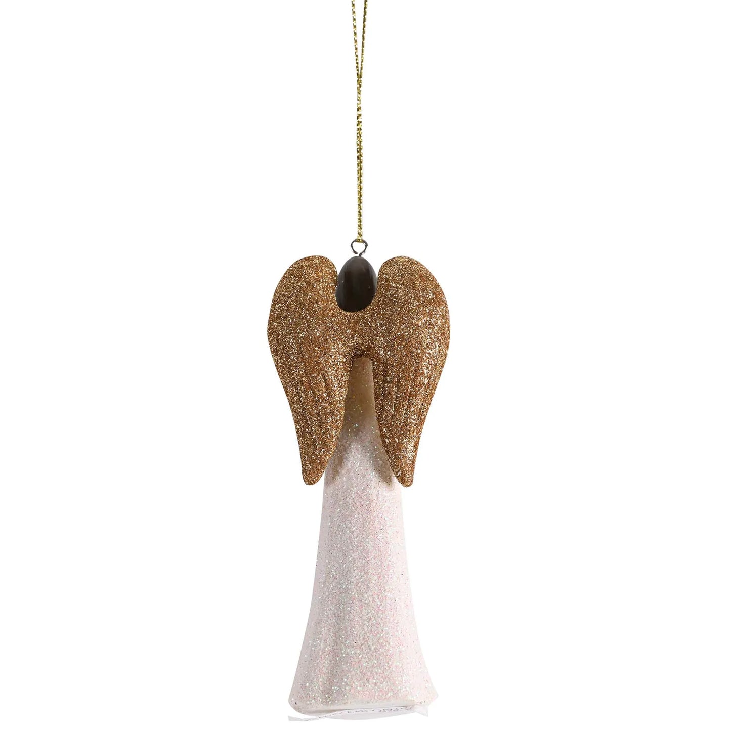 Ornament White Gold Glitter Angel Faith