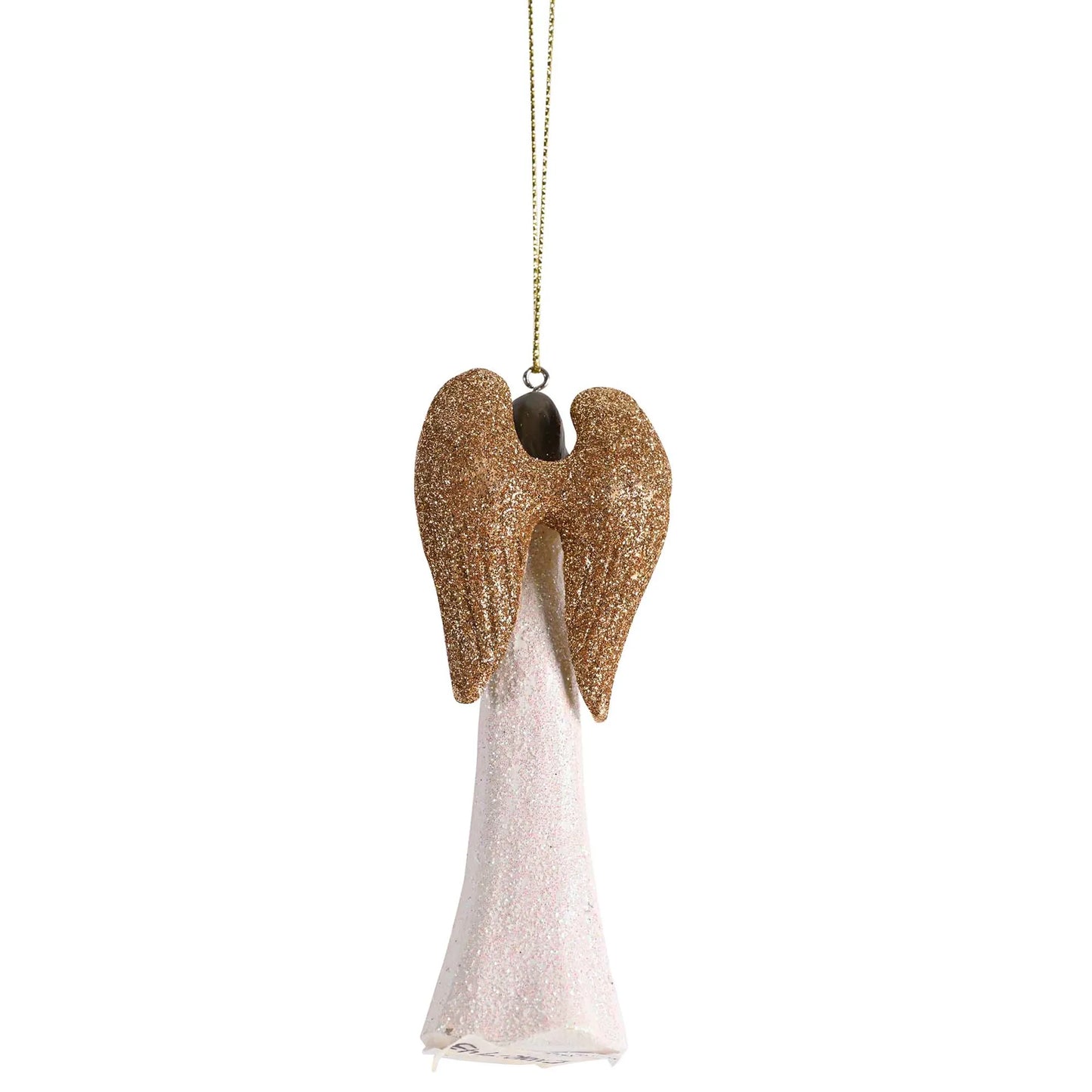 Ornament White Gold Glitter Angel Peace