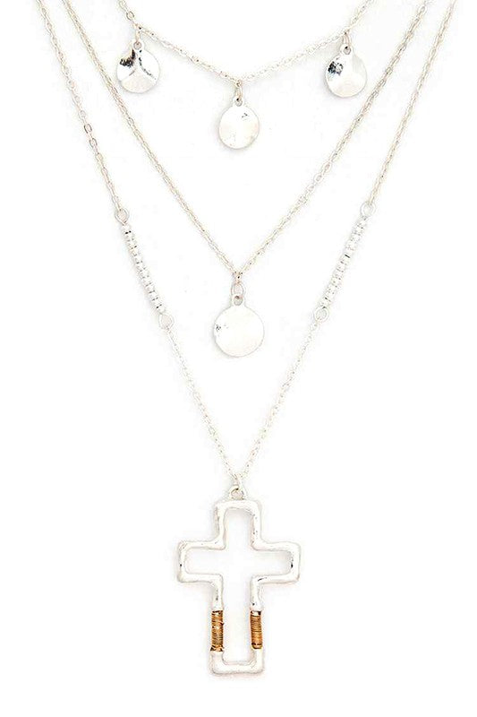 Cross Pendant Layered Necklace