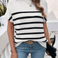 Striped rib knit short sleeve top