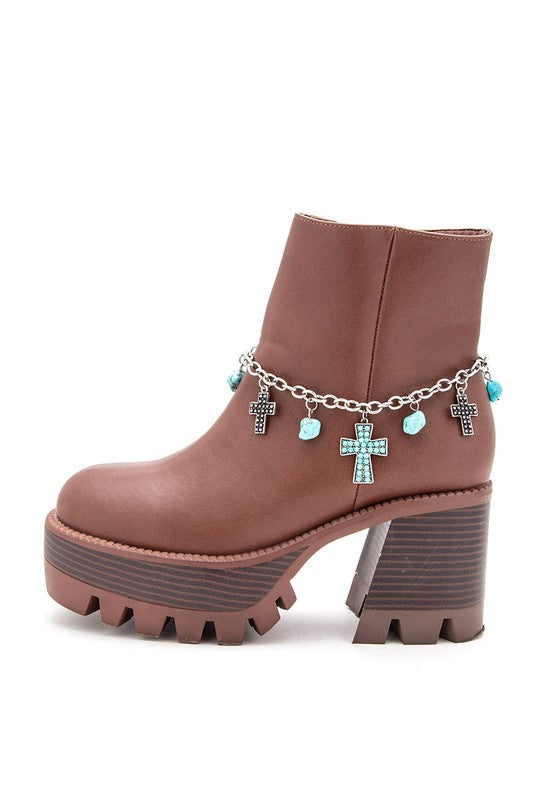 Western Stone Cross Boots Charm