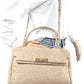 Large Top Handle Linen Convertible Bag