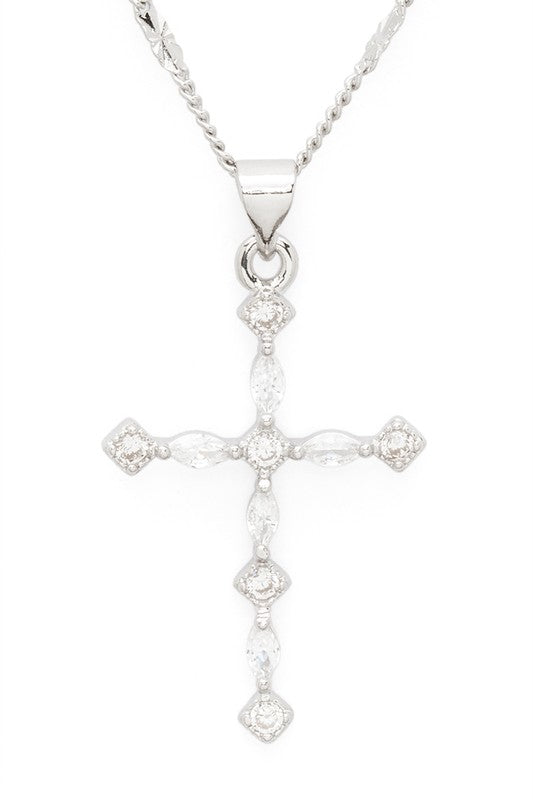 CZ Cross Pendant Necklace