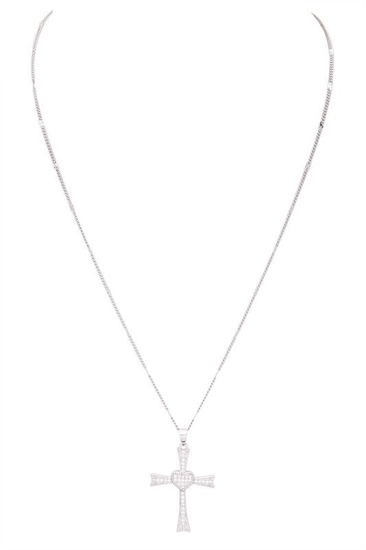 CZ Cross Pendant Necklace