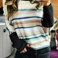 Women Striped Color Block Fit Long Sleeve Top