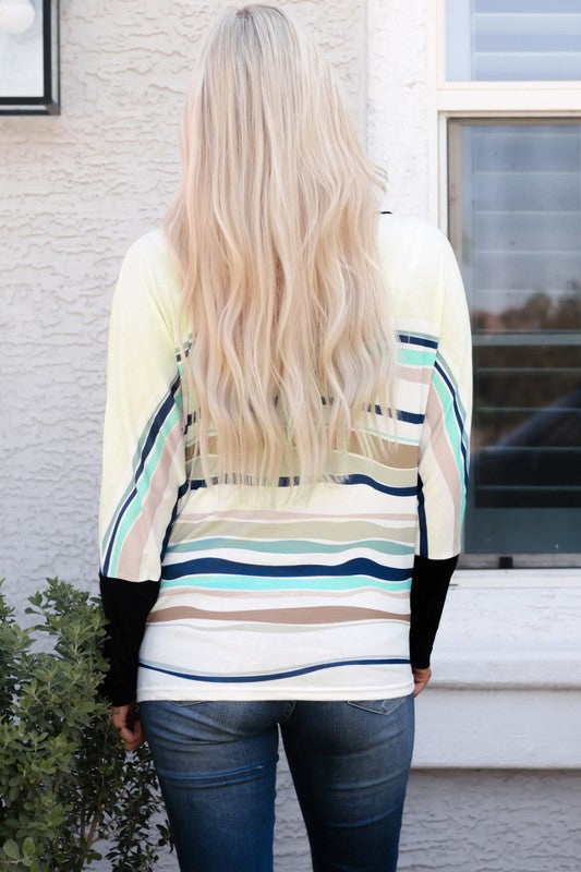 Women Striped Color Block Fit Long Sleeve Top