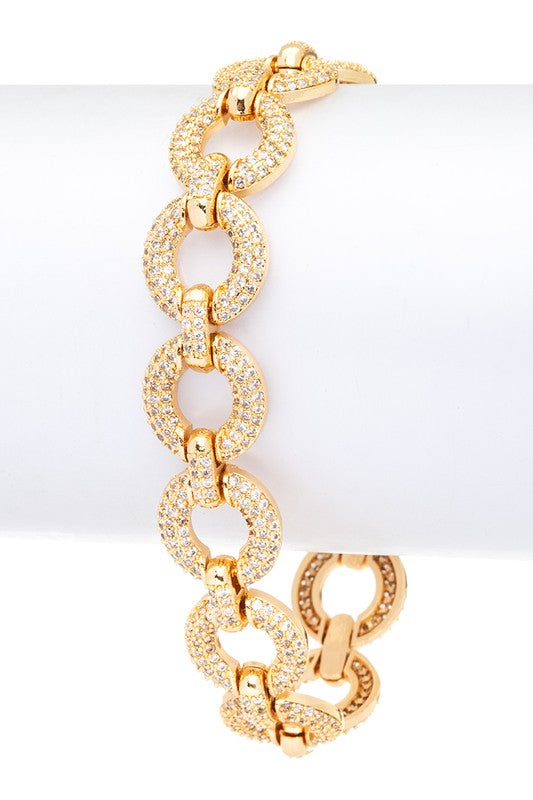 Micro Setting CZ Chain Link Statement Bracelet