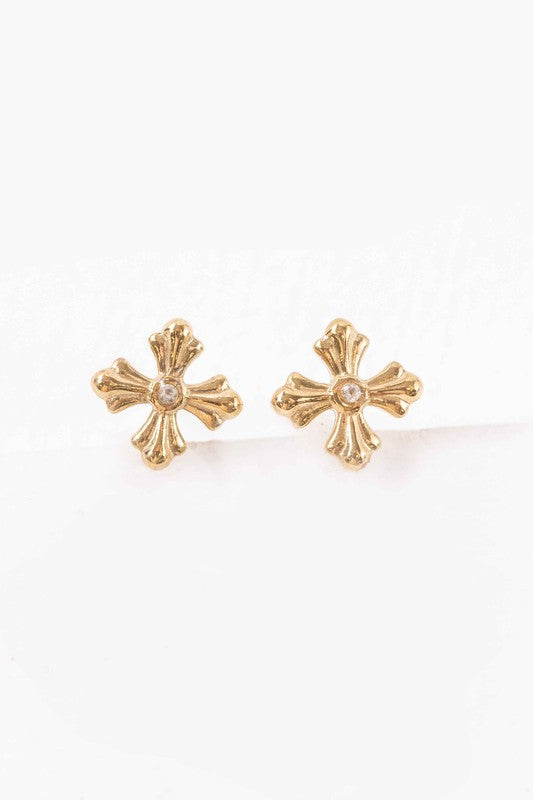 Small Cross Stud Earrings