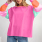 Women Colorblock Patchwork Long Sleeve Loose Top