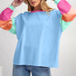 Women Colorblock Patchwork Long Sleeve Loose Top