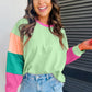 Women Colorblock Patchwork Long Sleeve Loose Top