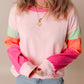 Women Colorblock Patchwork Long Sleeve Loose Top