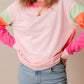 Women Colorblock Patchwork Long Sleeve Loose Top