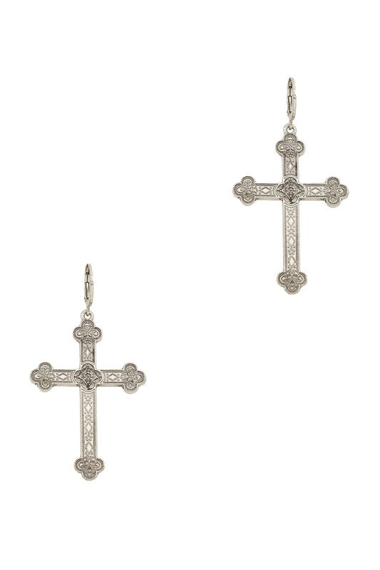 Gold Dipped Metal Cross Earring