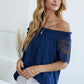 Crochet Lace Sleeveless Accent Off Shoulder Top