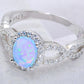 925 Sterling Silver Opal Halo Ring