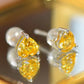 2 Carat Yellow Heart Moissanite Platinum-Plated Earrings