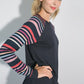 PLUS MULTI STRIPE PRINT AND SOLID MIXED CASUAL TOP