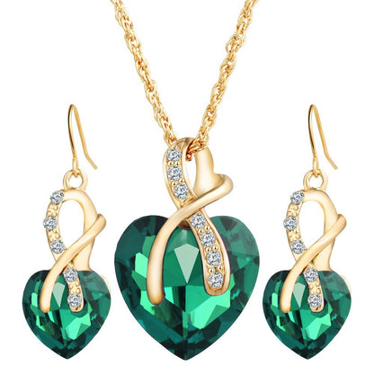 Heart-shaped faux austrian crystal zircon earrings