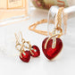 Heart-shaped faux austrian crystal zircon earrings