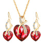 Heart-shaped faux austrian crystal zircon earrings