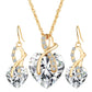 Heart-shaped faux austrian crystal zircon earrings