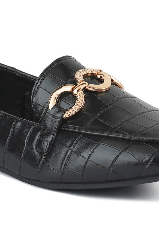 LONDON RAG CROC TEXTURED METAL SHOW DETAIL LOAFERS