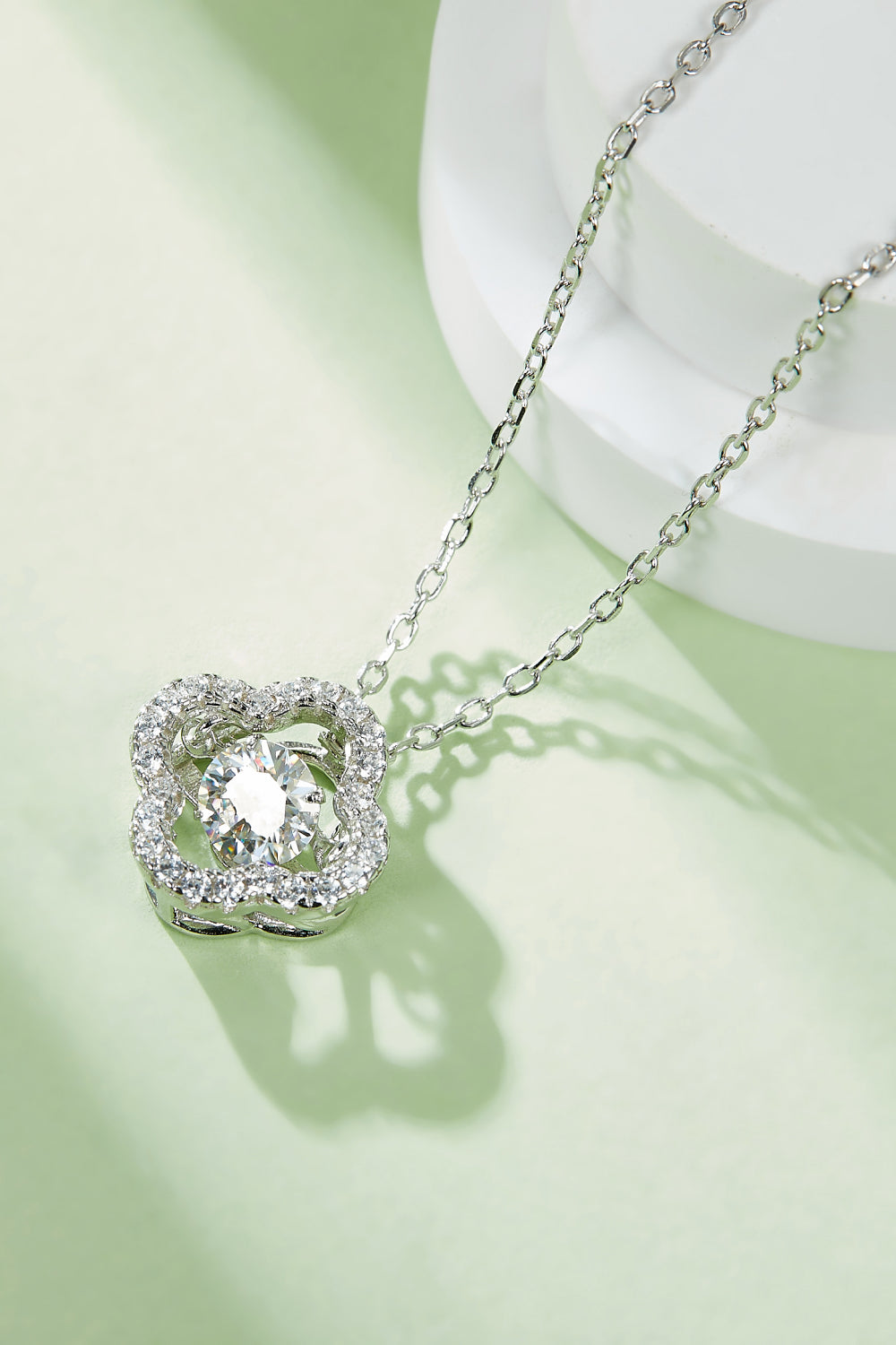 Moissanite Four Leaf Clover Pendant Necklace