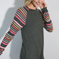 PLUS MULTI STRIPE PRINT AND SOLID MIXED CASUAL TOP