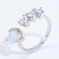 Natural Moonstone and Zircon Heart Open Ring