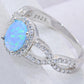 925 Sterling Silver Opal Halo Ring